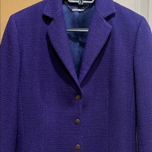 Ellie Tahari jacket in a deep purple color.